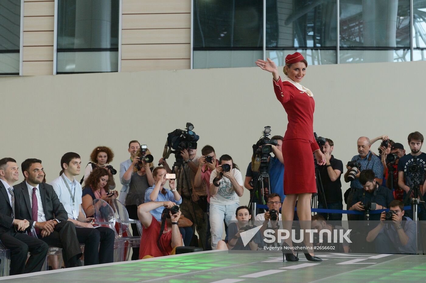 DME Runway cabin crew uniform show at Domodedovo airport