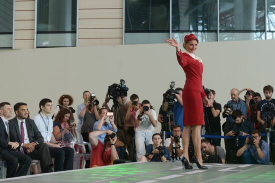 DME Runway cabin crew uniform show at Domodedovo airport