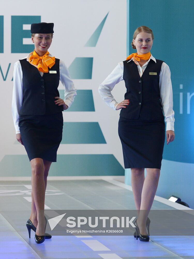 DME Runway cabin crew uniform show at Domodedovo airport