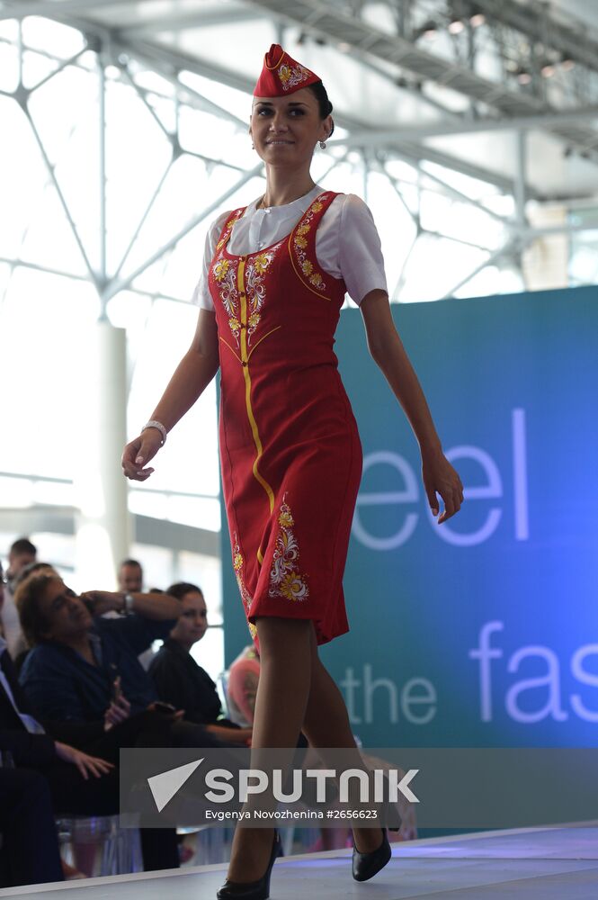 DME Runway cabin crew uniform show at Domodedovo airport