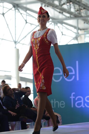 DME Runway cabin crew uniform show at Domodedovo airport