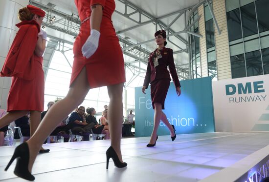 DME Runway cabin crew uniform show at Domodedovo airport