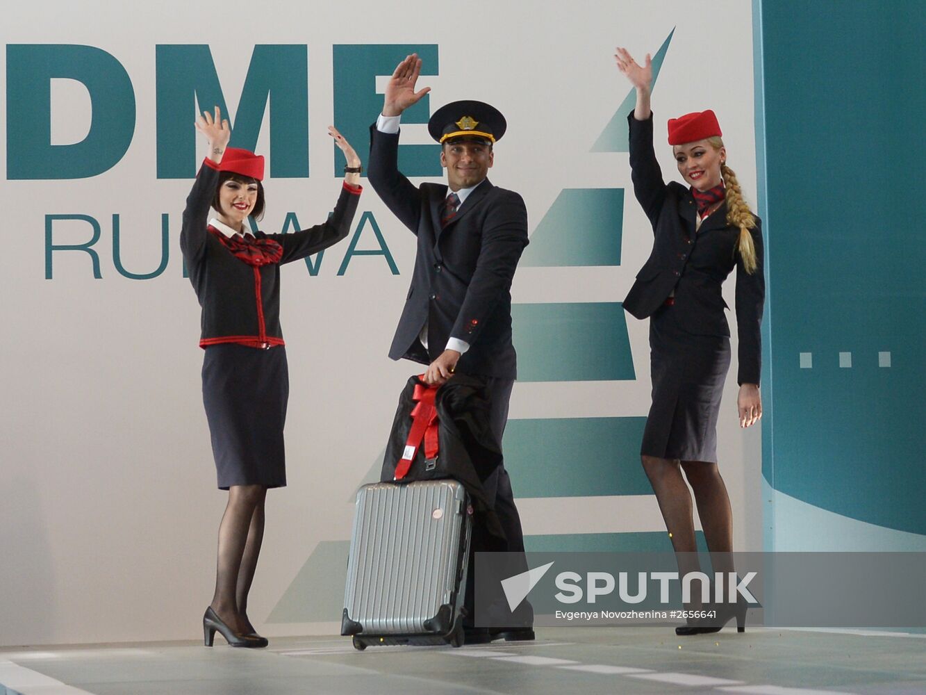 DME Runway cabin crew uniform show at Domodedovo airport
