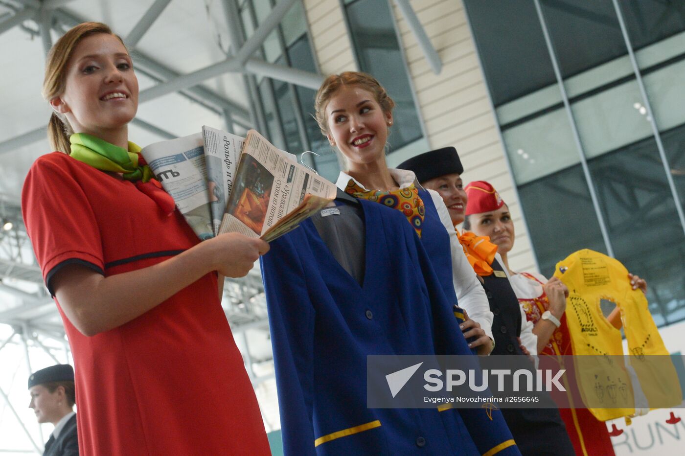 DME Runway cabin crew uniform show at Domodedovo airport