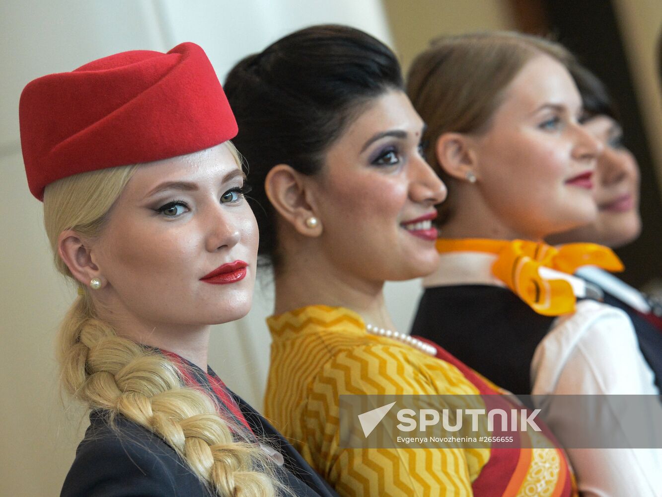 DME Runway cabin crew uniform show at Domodedovo airport