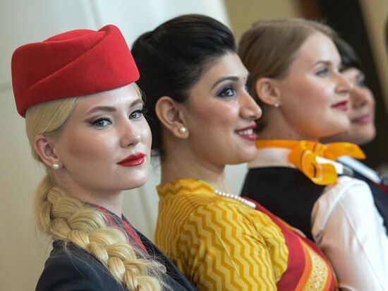 DME Runway cabin crew uniform show at Domodedovo airport