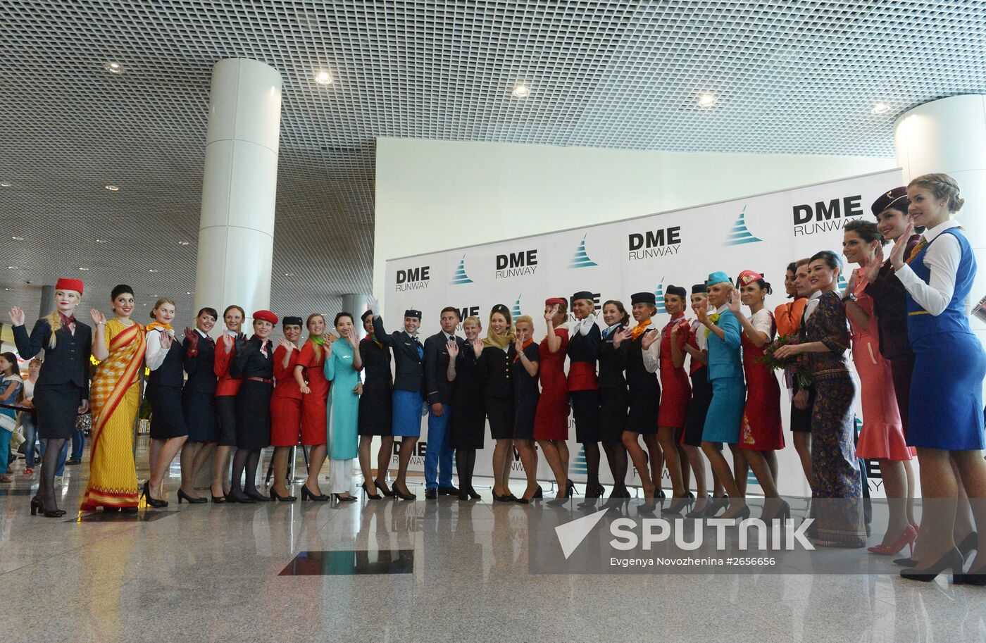 DME Runway cabin crew uniform show at Domodedovo airport