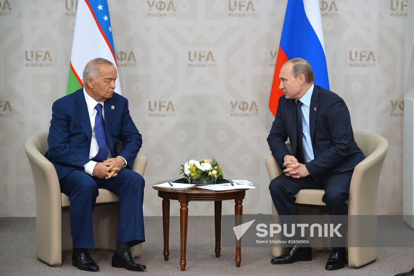 Russian President Vladimir Putin meets with President of Uzbekistan Islam Karimov