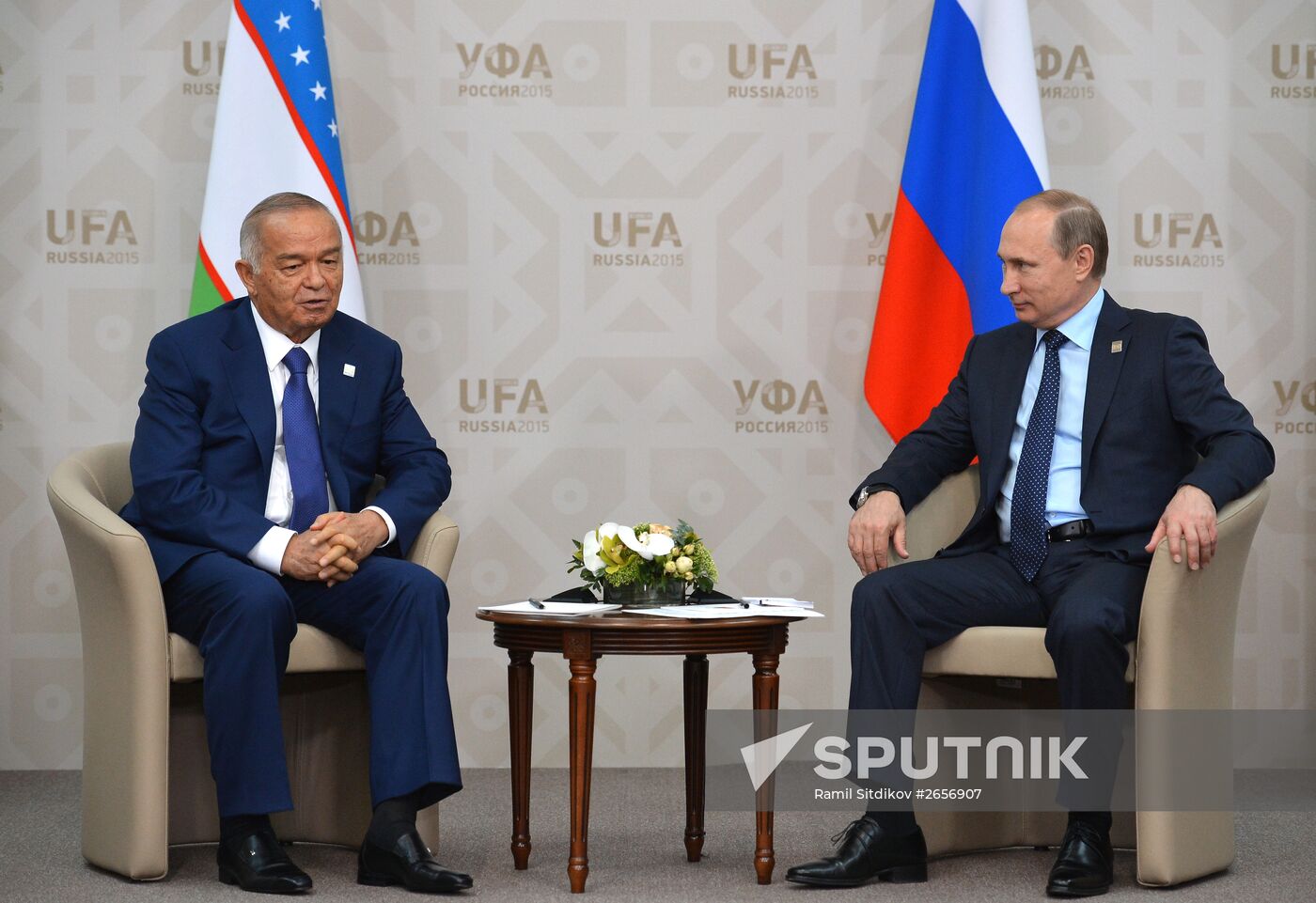 Russian President Vladimir Putin meets with President of Uzbekistan Islam Karimov