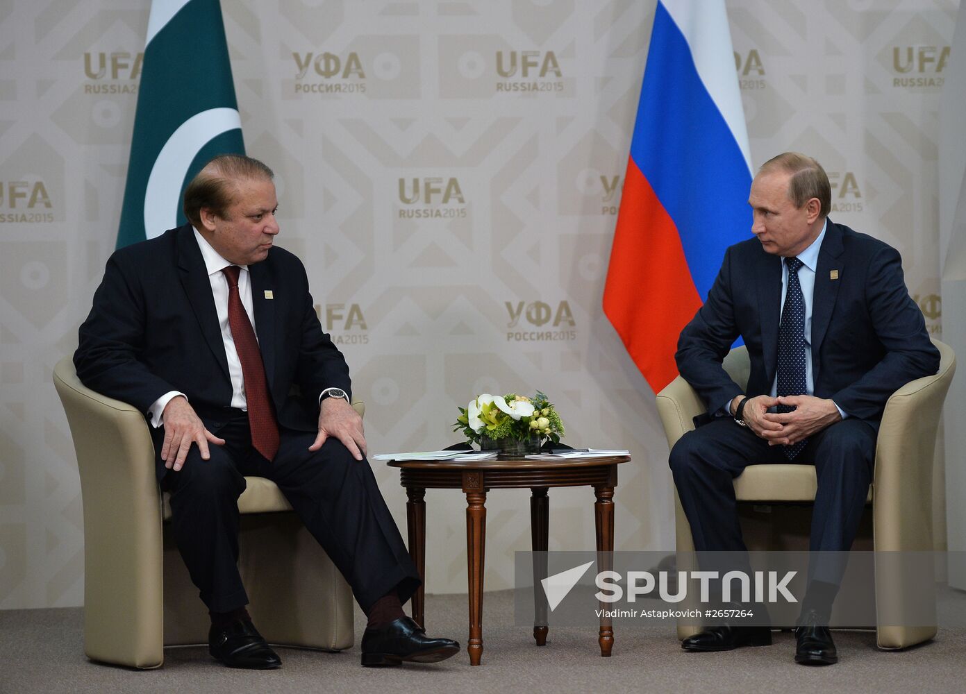 President of the Russian Federation Vladimir Putin meets with Nawaz Sharif, Prime Minister of the Islamic Republic of Pakistan