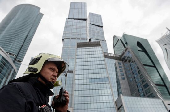 EMERCOM training exercise at Moscow City business center