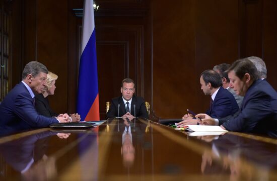 Russian Prime Minister Dmitry Medvedev holds meeting with his deputies