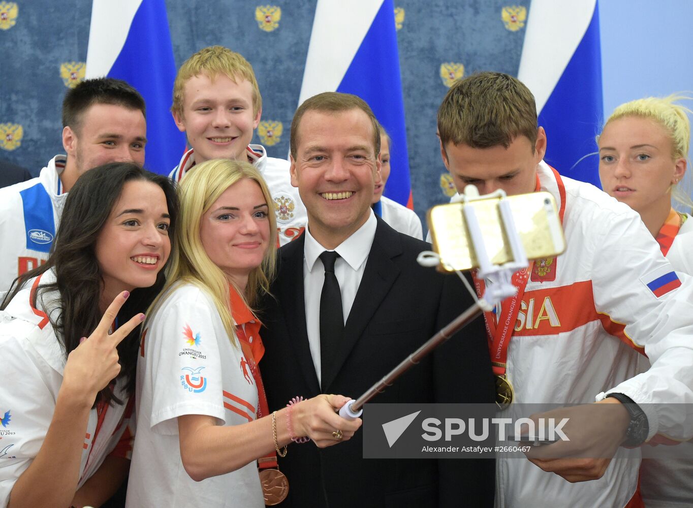 Prime Minister Dmitry Medvedev meets with medalists of 2015 Summer Universiade