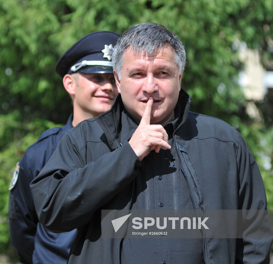 Ukrainian Minister of Interior Avakov visits patrol police training center in Lvov