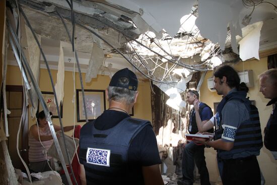 Aftermath of shelling attacks in Donetsk