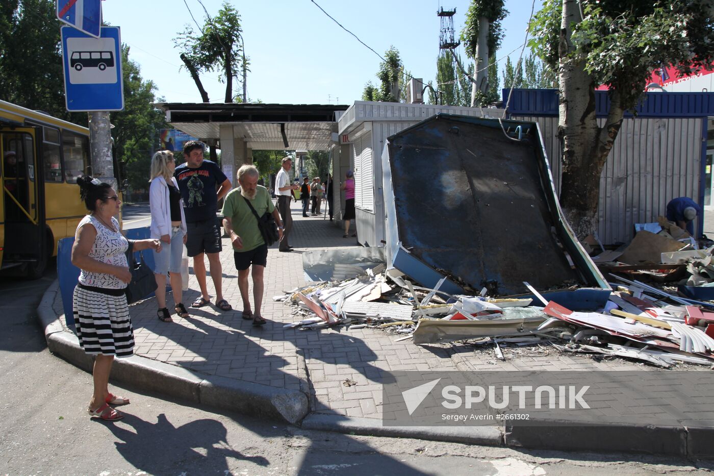 Aftermath of shelling attacks in Donetsk