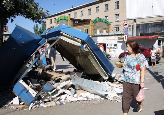 Aftermath of shelling attacks in Donetsk