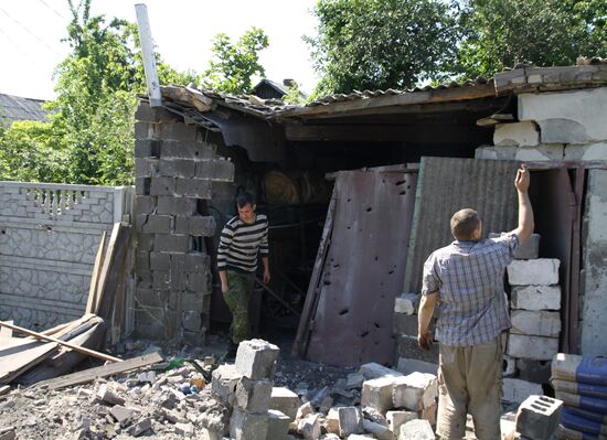 Aftermath of shelling attacks in Donetsk