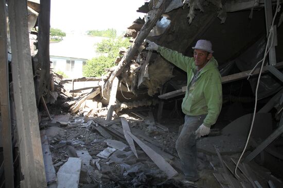 Aftermath of shelling attacks in Donetsk