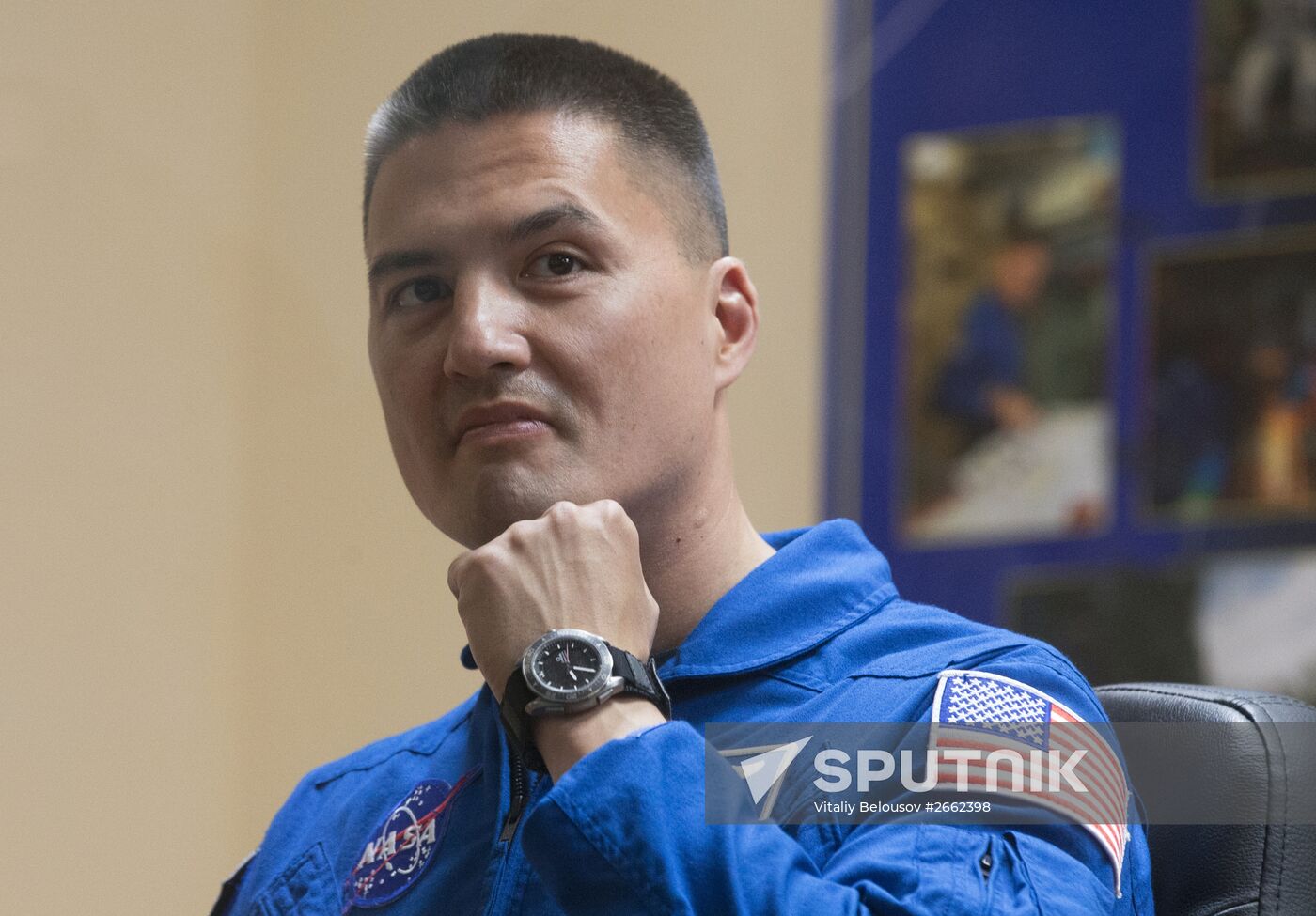 News conference of Soyuz TMA-17M crew at Baikonur cosmodrome