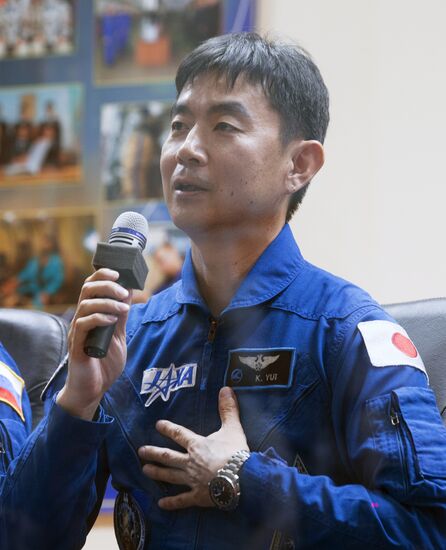News conference of Soyuz TMA-17M crew at Baikonur cosmodrome
