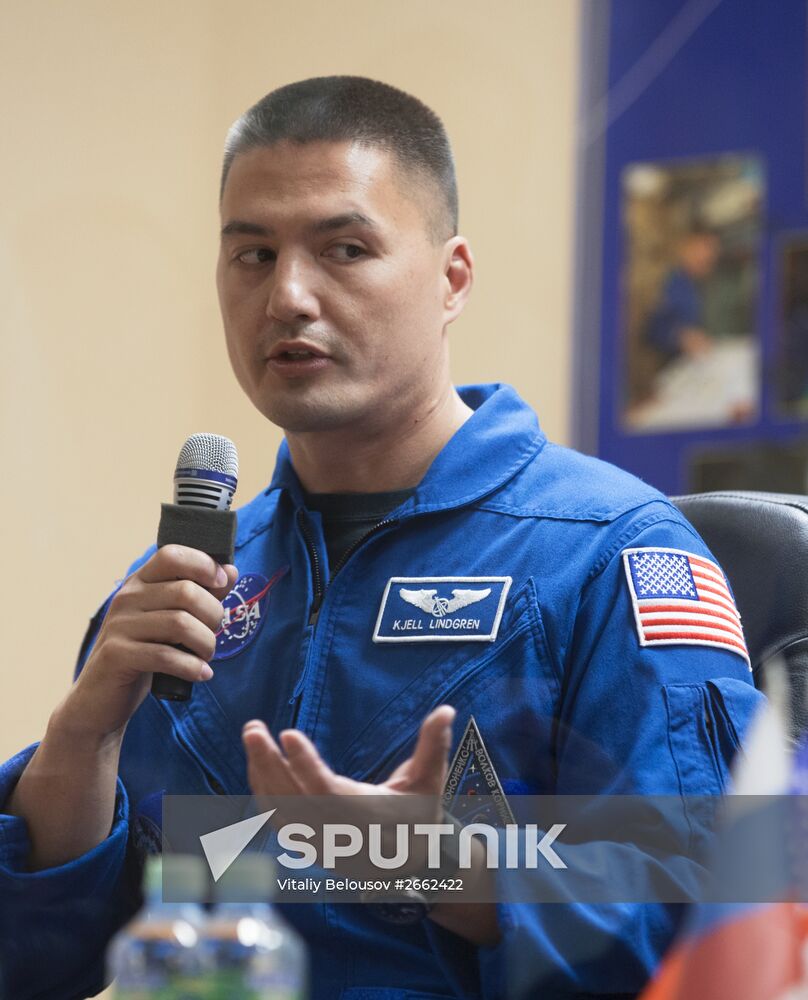 News conference of Soyuz TMA-17M crew at Baikonur cosmodrome