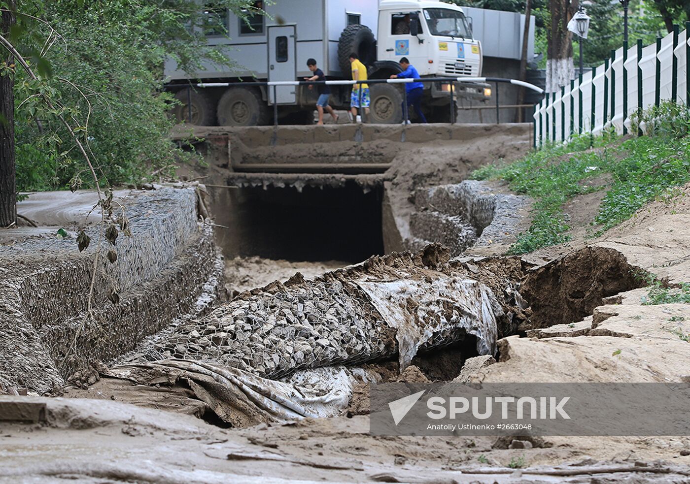 Aftermath of mud-and-stone landsclide in Kazakhstan's major city of Alma-Ata