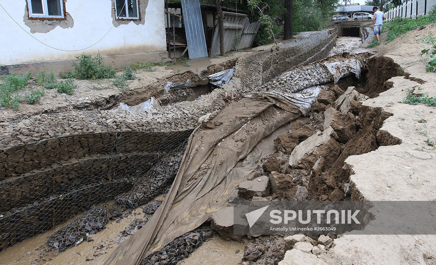 Aftermath of mud-and-stone landsclide in Kazakhstan's major city of Alma-Ata