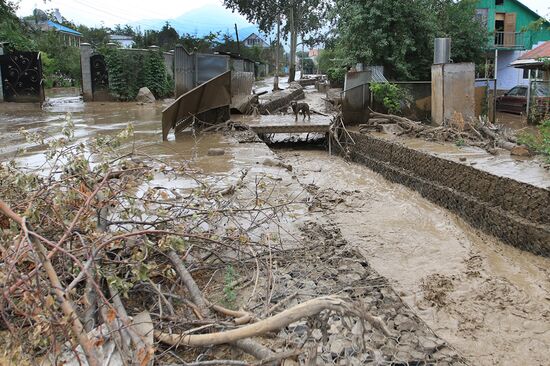 Aftermath of mud-and-stone landsclide in Kazakhstan's major city of Alma-Ata