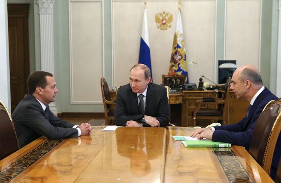 President Vladimir Putin's working meeting with Prime Minister Dmitry Medvedev and Finance Minister Anton Siluanov