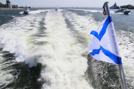 Rehearsal for Navy Day parade in Baltiysk