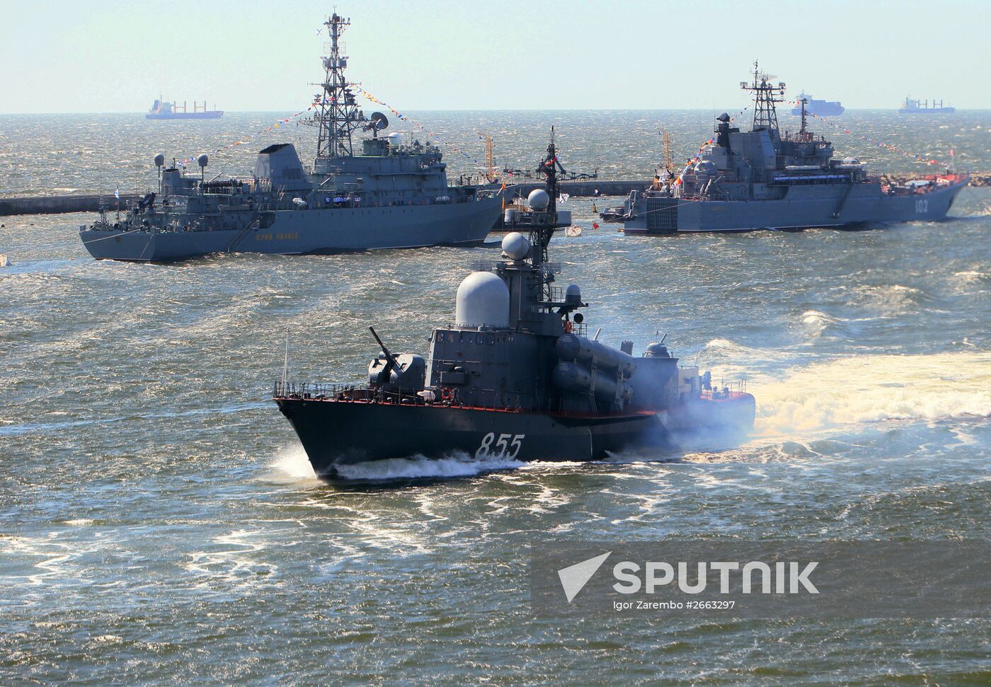 Rehearsal for Navy Day parade in Baltiysk