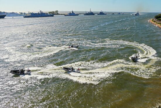 Rehearsal for Navy Day parade in Baltiysk