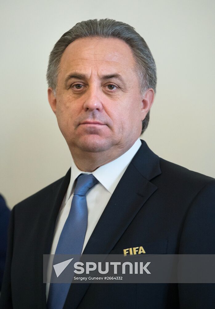 President Vladimir Putin meets with FIFA Presidentt Sepp Blatter