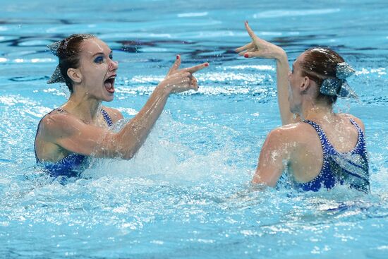 16th 2015 World Aquatics Championships. Synchronized swimming. Duos. Free program. Preliminary Round