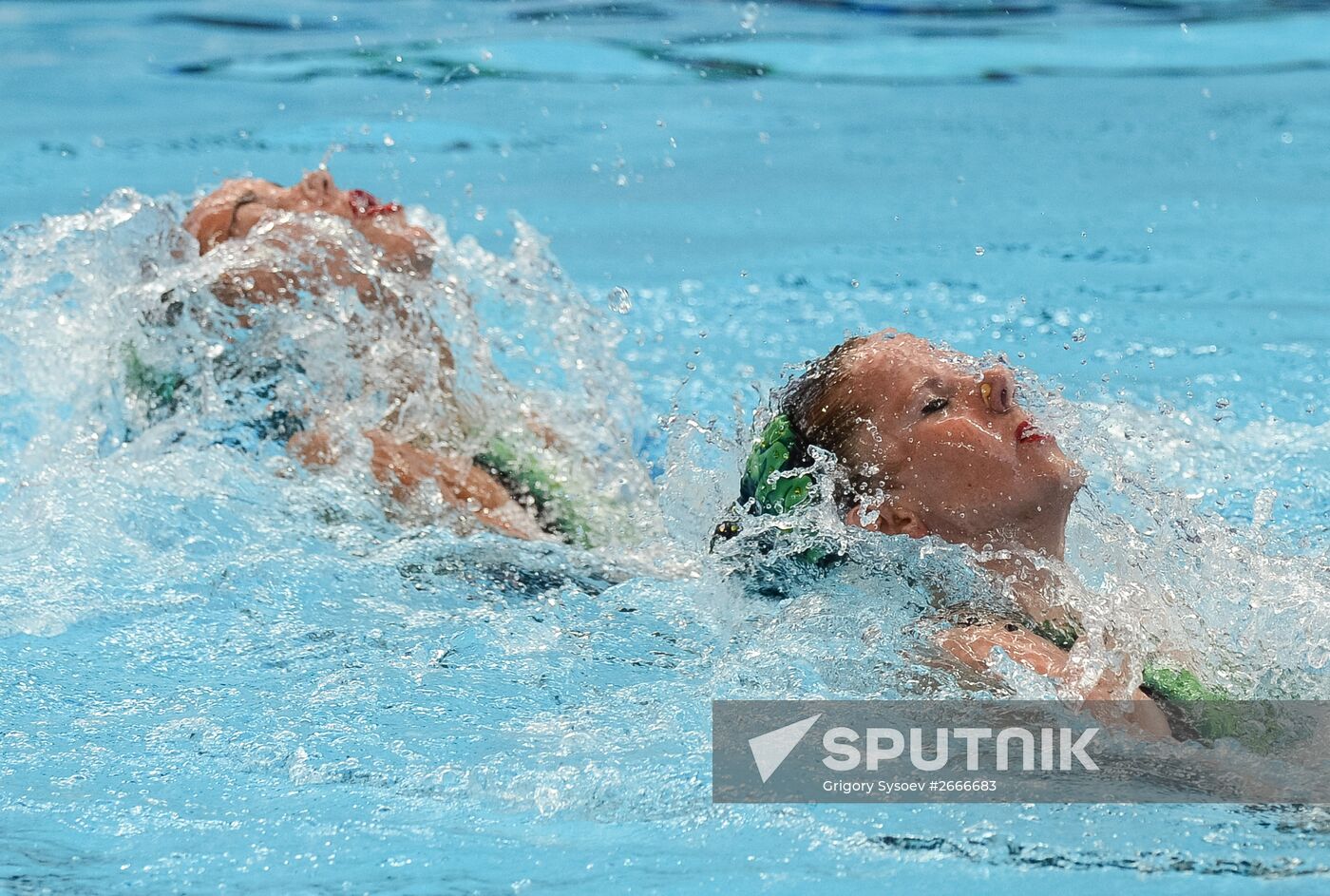 16th 2015 World Aquatics Championships. Synchronized swimming. Duos. Free program. Preliminary Round