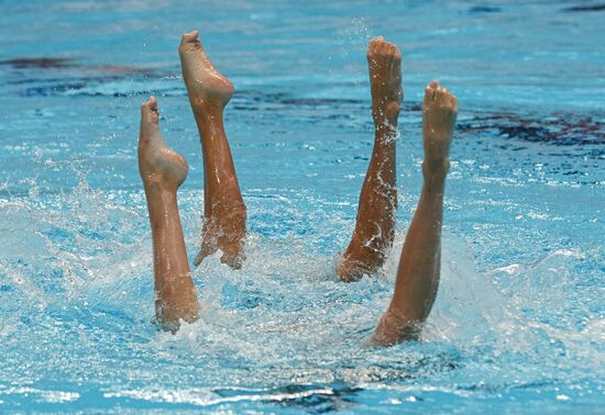 16th 2015 World Aquatics Championships. Synchronized swimming. Duos. Free program. Preliminary Round