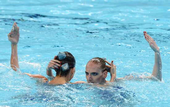 16th 2015 World Aquatics Championships. Synchronized swimming. Duos. Free program. Preliminary Round