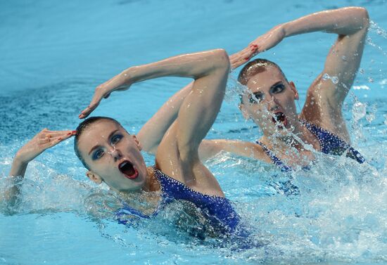 16th 2015 World Aquatics Championships. Synchronized swimming. Duos. Free program. Preliminary Round