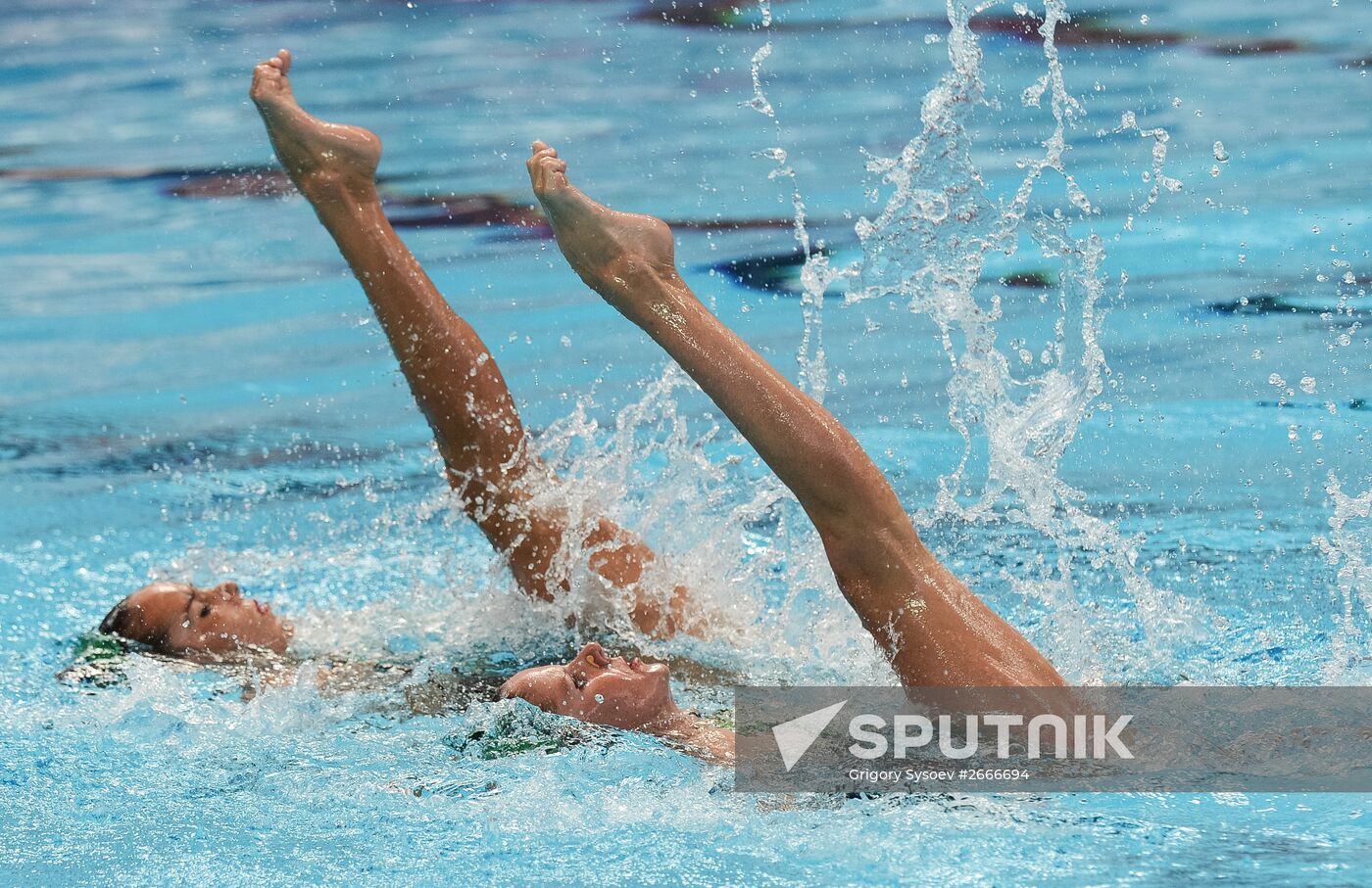 16th 2015 World Aquatics Championships. Synchronized swimming. Duos. Free program. Preliminary Round