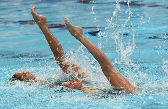 16th 2015 World Aquatics Championships. Synchronized swimming. Duos. Free program. Preliminary Round