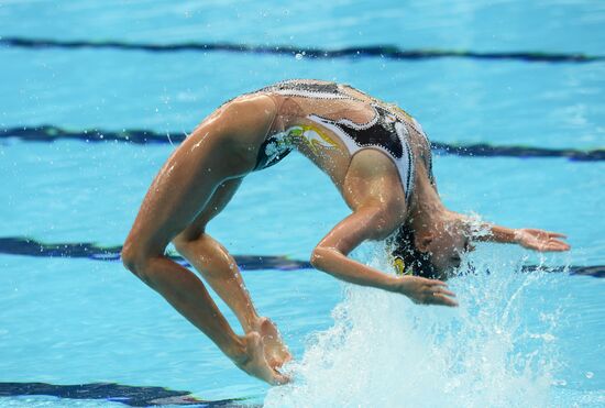 16th 2015 World Aquatics Championships. Synchronized swimming. Duos. Free program. Preliminary Round