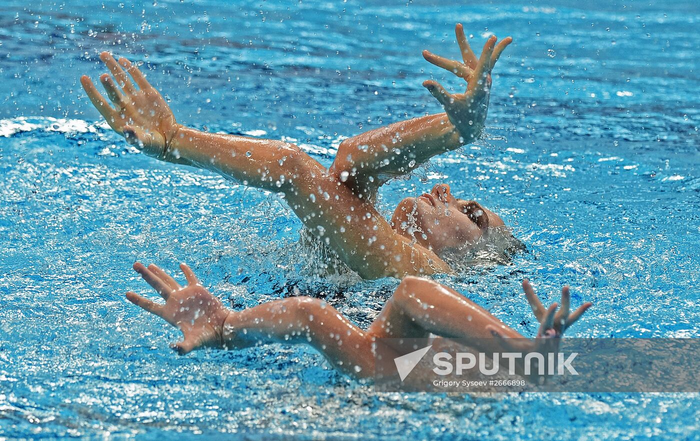 16th 2015 World Aquatics Championships. Synchronized swimming. Duos. Free program. Preliminary Round