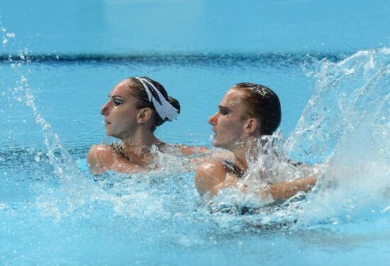 16th 2015 World Aquatics Championships. Synchronized swimming. Duos. Free program. Preliminary Round