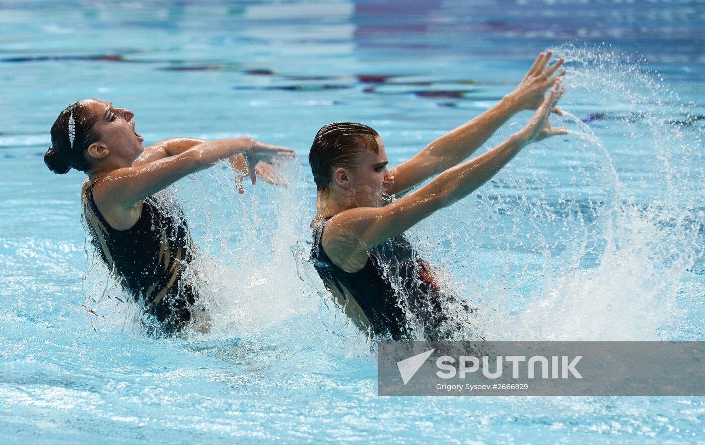 16th 2015 World Aquatics Championships. Synchronized swimming. Duos. Free program. Preliminary Round