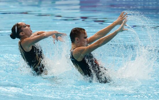 16th 2015 World Aquatics Championships. Synchronized swimming. Duos. Free program. Preliminary Round
