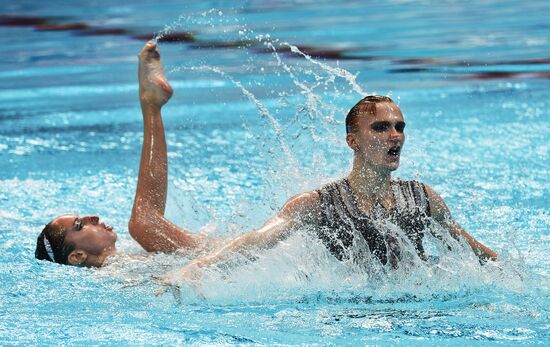 16th 2015 World Aquatics Championships. Synchronized swimming. Duos. Free program. Preliminary Round