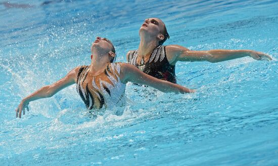 16th 2015 World Aquatics Championships. Synchronized swimming. Duos. Free program. Preliminary Round