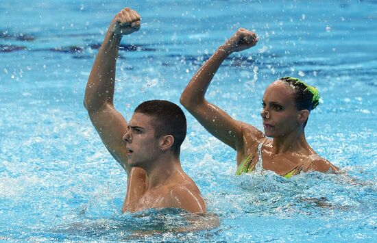 16th 2015 World Aquatics Championships. Synchronized swimming. Duos. Free program. Preliminary Round