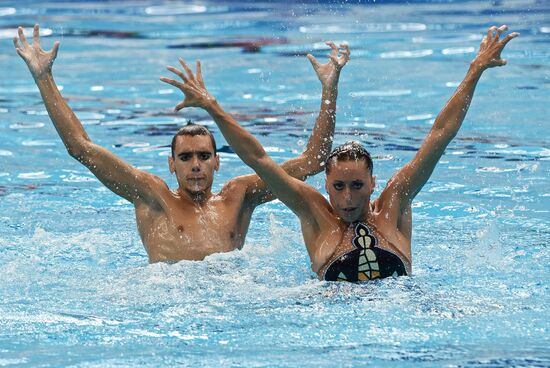 16th 2015 World Aquatics Championships. Synchronized swimming. Mixed duet free routine. Preliminary Round